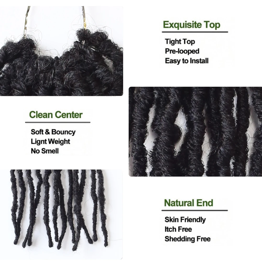 24 Inch Synthetic Soft Faux Locs Crochet Hair Butterfly Distressed Locs for Women Natural Hair Look Easy to Install 2