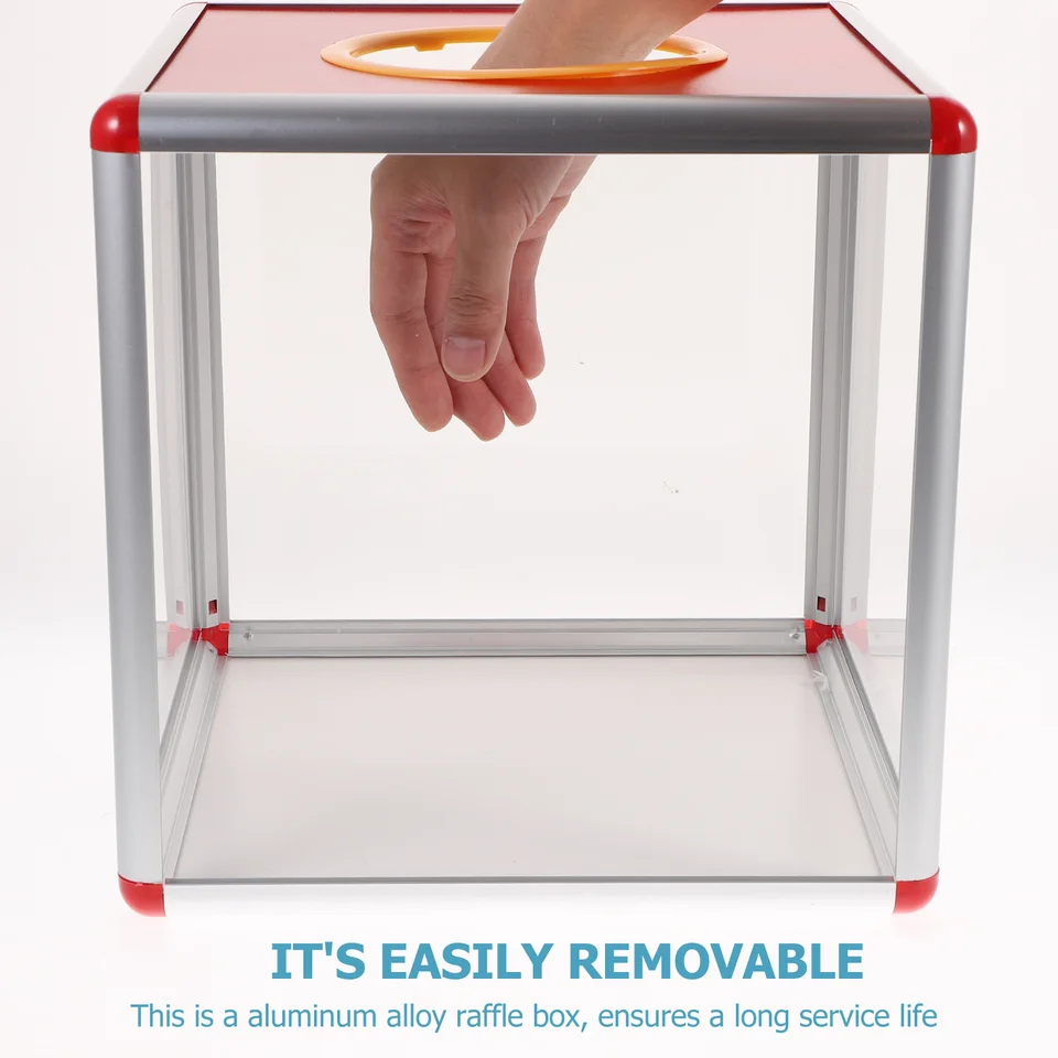 Boîte De Tirage Au Sort Transparente Rouge – 30x30x30 Cm, Fente 10 Cm – Pour Tombola, Vote, événements, Dons, Jeu Concours