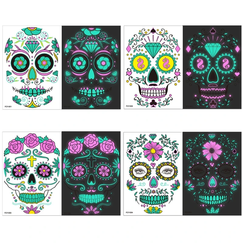 

Temporary Face Tattoos Makeup Kits Floral Skeleton Mask Sticker Familiy Parties Dropship