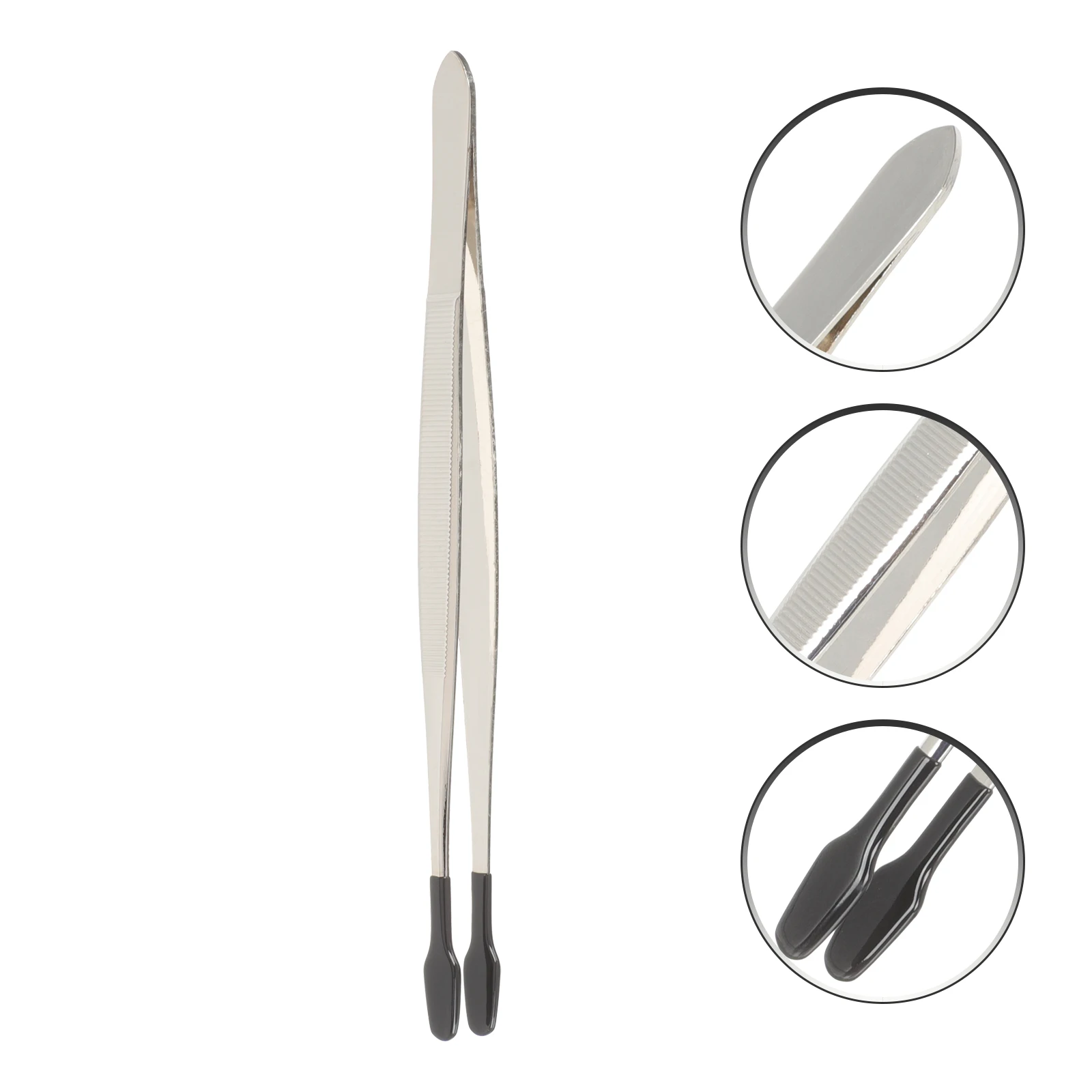 Rubber Tipped Tweezers Rubber Coating Long Tweezers stainless steel Flat Tip Bead Stamp Coin Jewelry Tong Hand Tool