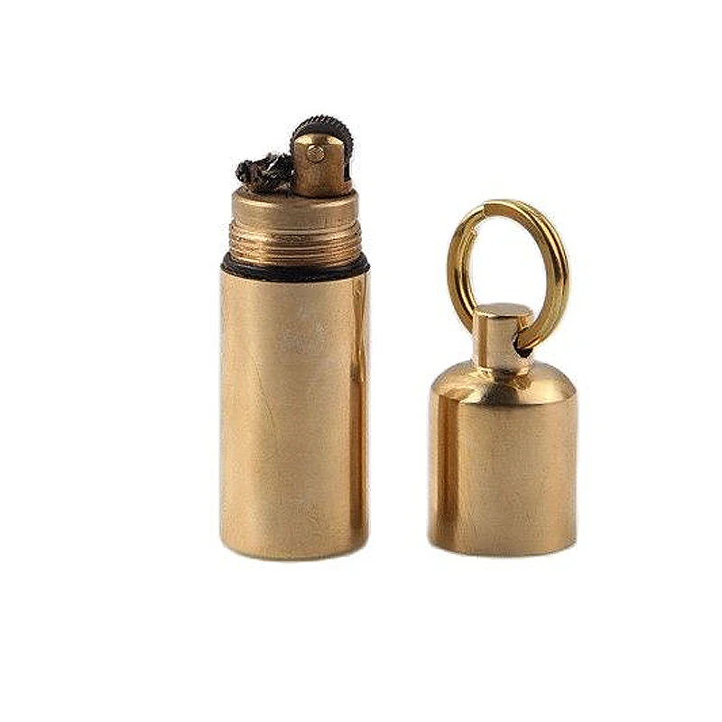 Small Portable Brass Metal Golden Oil Lighter Retro Grinding Wheel Mini