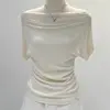 Ultra-Hand Feel Modal Cotton ort Sve T-irt Women Summer Design Slim Fit oulder Bared One-oulder Trendy Top