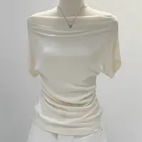 Ultra-Hand Feel Modal Cotton ort Sve T-irt Women Summer Design Slim Fit oulder Bared One-oulder Trendy Top