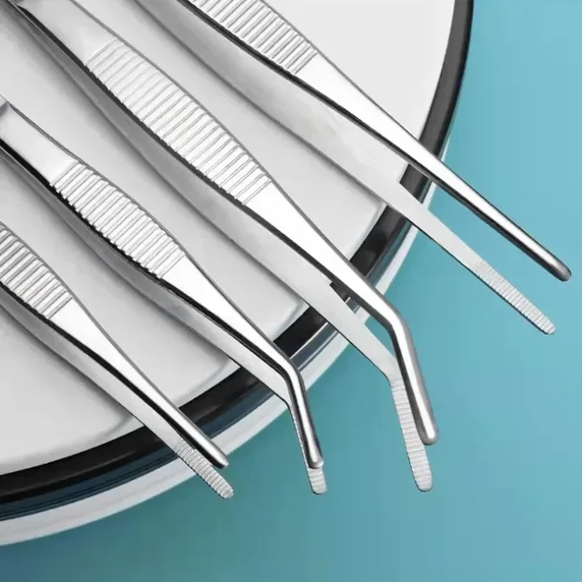 Stainless Multifuctional Steel Elbow Tweezers Aquarium Clip Long Tongs Medical Tweezers Forceps Pet Feeding Tools Non-slip 5