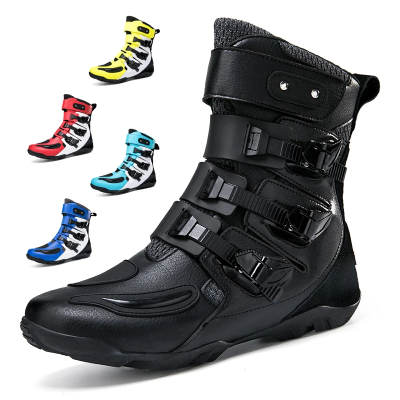 

Men Motorcycle Boots Cycling Shoes High-top Anti-fall Rider Road Racing Sneakers Women Professional Gear Shift Motorbike Shoes