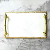 Luxury Marble Tray with Gold Handles and Trim, Vanity Tray for Jewelry Display, Serving Tray for Counter Dresser Nightstand Desk 1