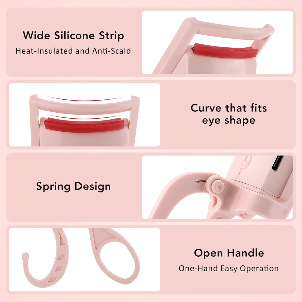  Portable Electric Eyelash Curler Anti-Scald Quick-Heat Easily Curling Heated Eyelash Curler Portable Lash Styling Makeup Tool