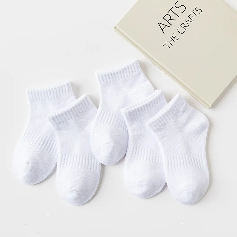 New Summer Children Cotton Socks Fashion Black White Gray For 1-12 Years Kids Teen Student Baby Girl Boy Socks 5 Pairs/Lot