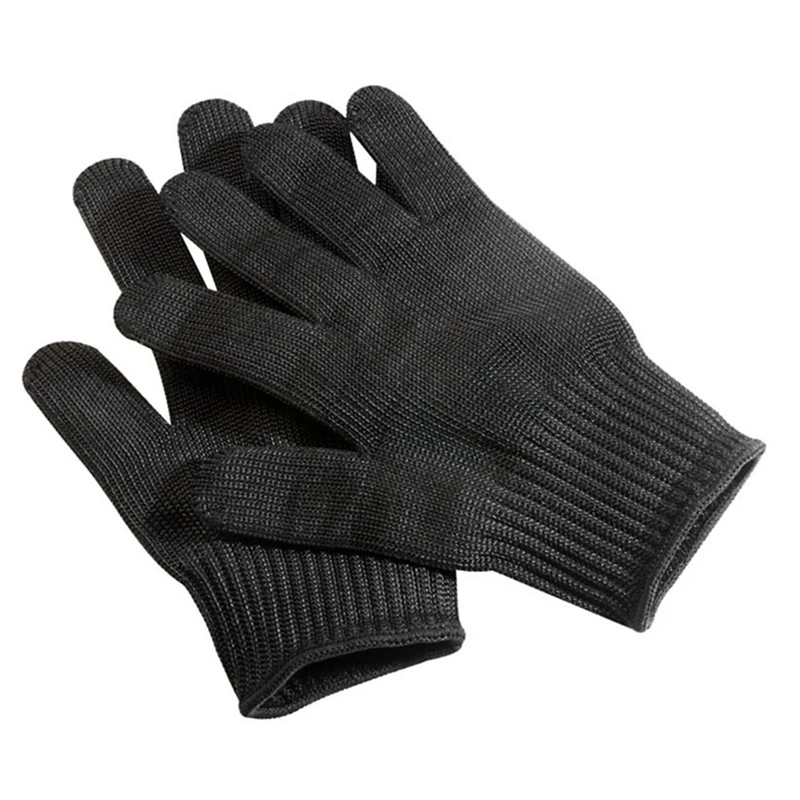 1Pair Black Steel Wire Metal Mesh Gloves Anti Cutting Wear Working Gloves Garden