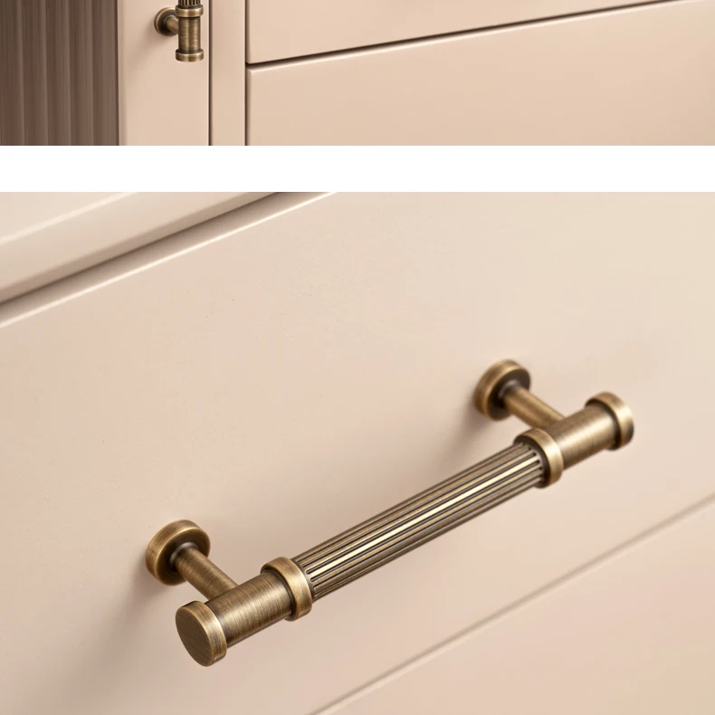 brass cabinet handle ribbed texture antique style