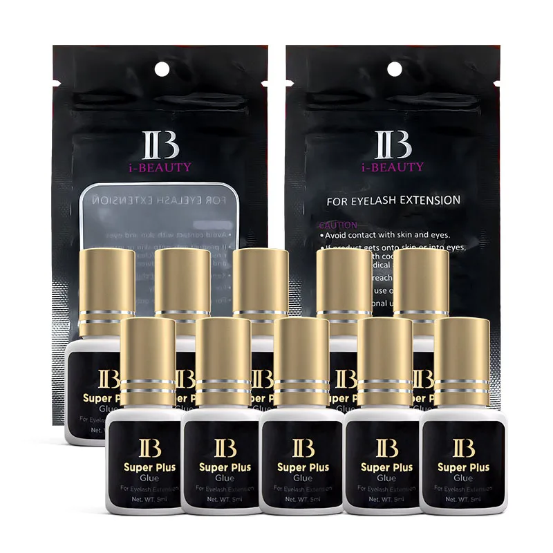 2/5/10 Bottles Original IB Ibeauty Super Plus Glue for Eyelash Extensions 5ml Korea IB Gold Cap False Eyelash Glue Makeup Tools 2
