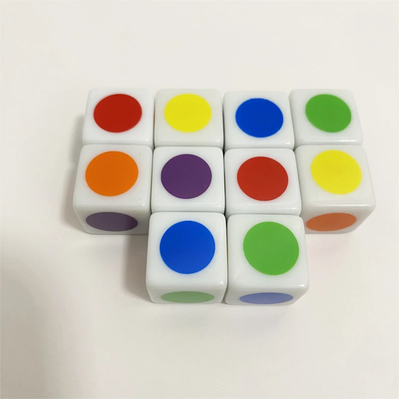 10/20/50 Pieces 16mm Acrylic D6 Dice With Colorful Point And Right Angle Six Sided Cube Family Party Funny Table Games Parts game dice dice set acrylic dice