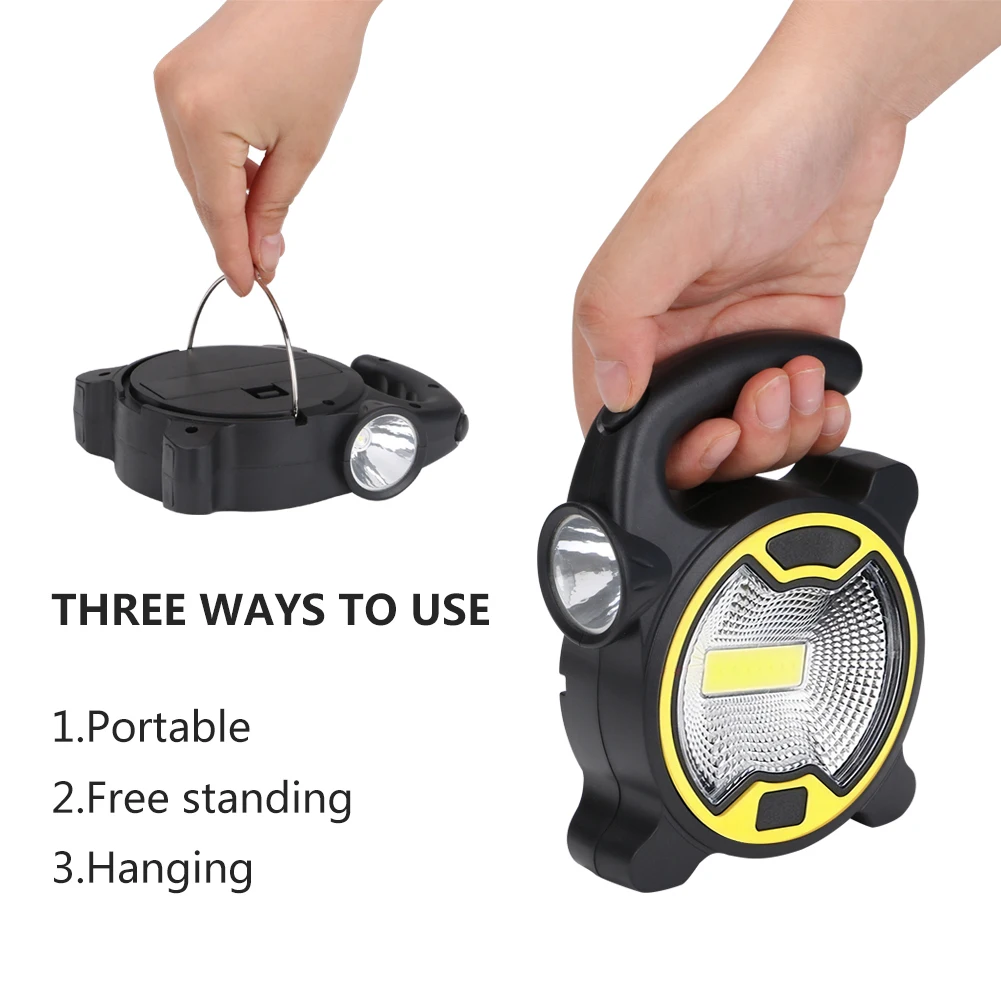 Battery Powered Portable COB LED Work Light Handheld Lantern Flashlight Outdoor Tent Camping Lights with Handle (without Battery) camping light,portable flashlight,portable lanterns,camping lamp,camping lantern