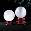 1PC Natural Stone White Selenite Ball Crystal Sphere Healing Gemstone FengShui Home Decor With Base 6