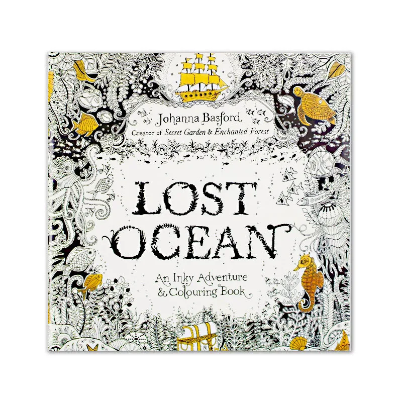 

24 Pages English Edition Lost Ocean Coloring Books for Adults Children Anti Stress The Secret Garden Painting Drawing Art Book