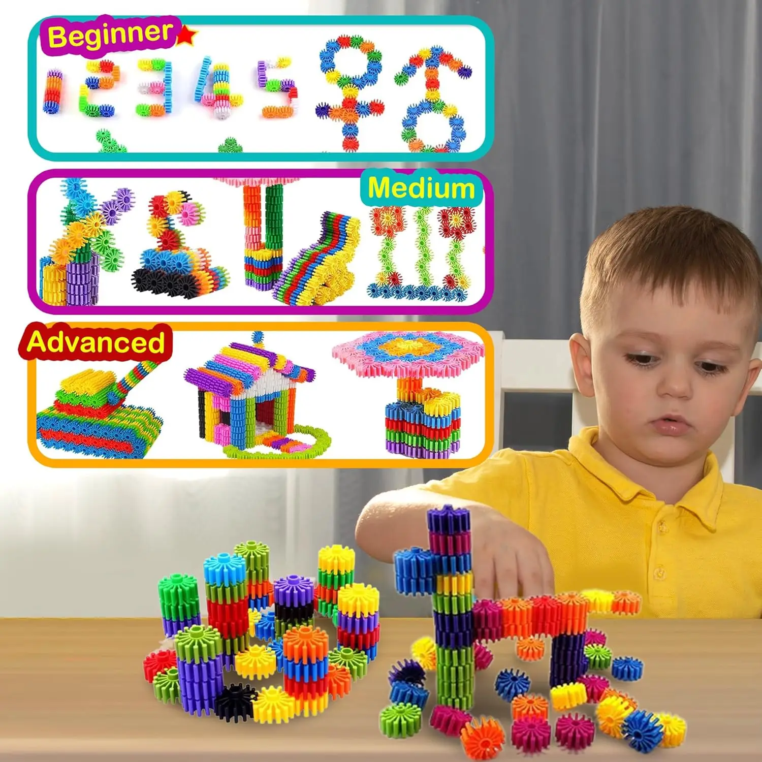STEM Building Blocks Toys for Kids Educational and Safe Gear Interlocking Construction Playset Develop Creativity Building Blocks Toys