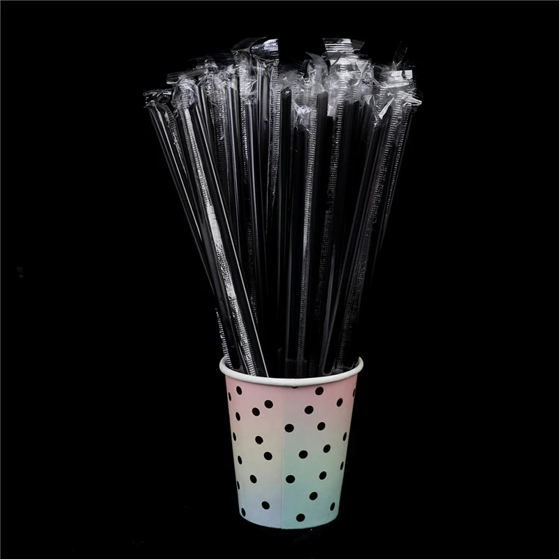 100pcs Clear Individually Wrapped Drinking PP Straws Tea Drinks Straws Smoothies Thick Holiday Event Party Durable images - 6