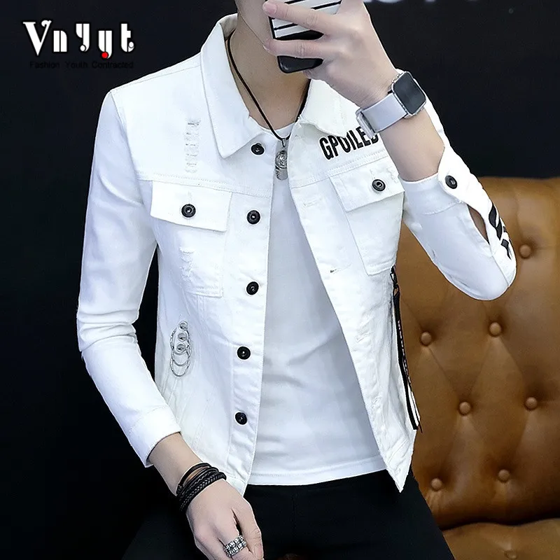 Spring Autumn Society People Denim Jacket Men's All-match Handsome Denim Clothes Trend Korean Style Upper Clothes Spirit Jacket