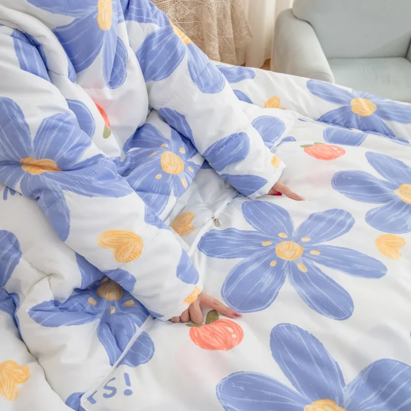 Bed comforter thickened with sleeves quilt wearable duvet floral style sofa comforter 1pc