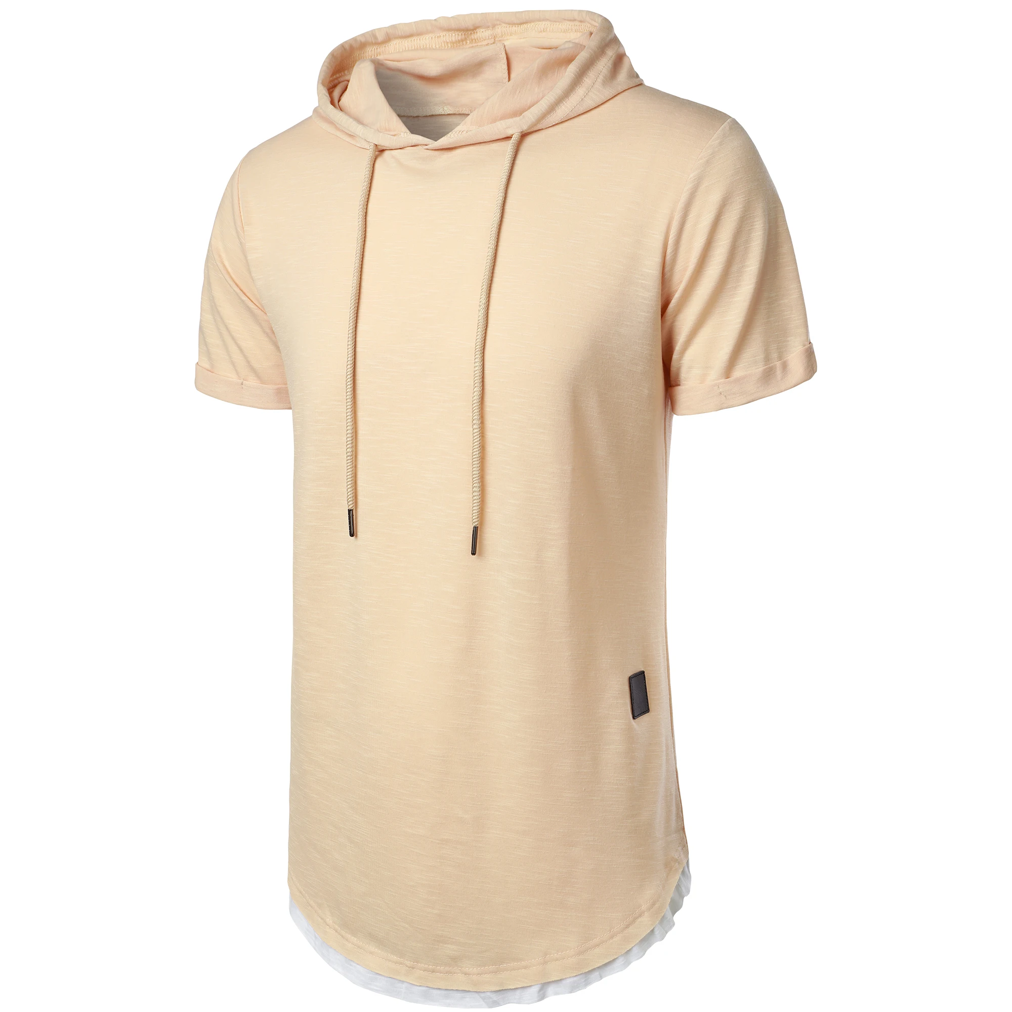 New men's summer hooded T-shirt Men's solid color top men's short sleeve T-shirt Hoodie casual fashion men's short sleeve 5