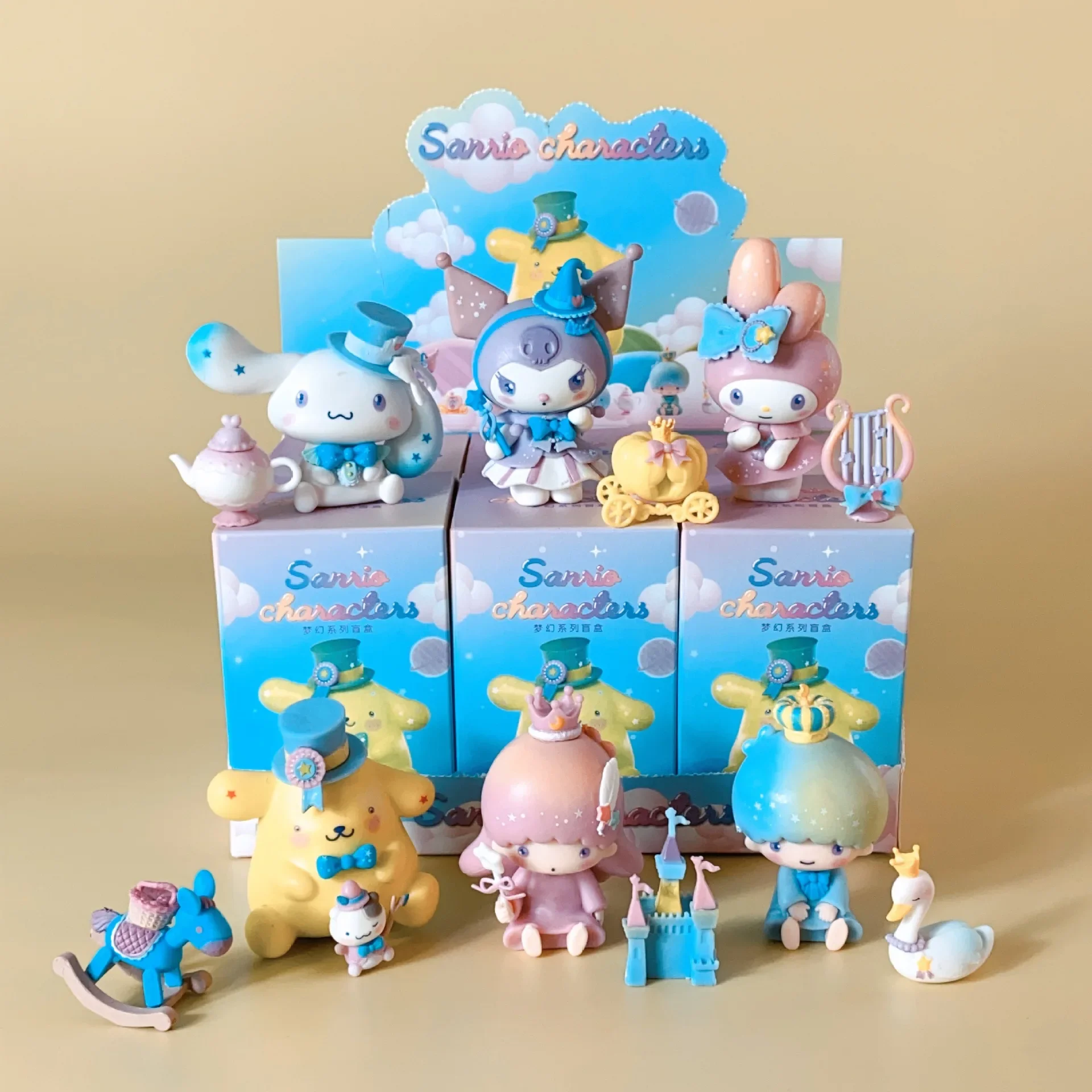 

6pcs/Set Sanrio Anime Figure Kawaii Kuromi Cinnamoroll Action Figure Action Figures Dolls Model Toys Ornament for Children Gifts