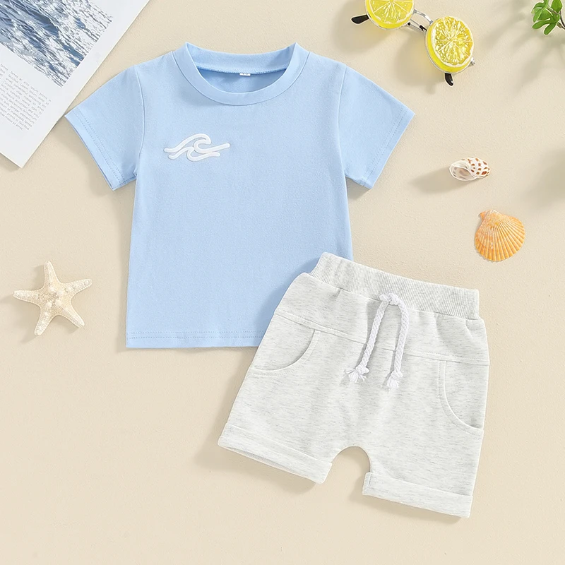 

Infant Toddler Baby Boy Outfits Sunny Days Club Short Sleeve T-Shirt Tops Pants Shorts Set 2Pcs Summer Clothes