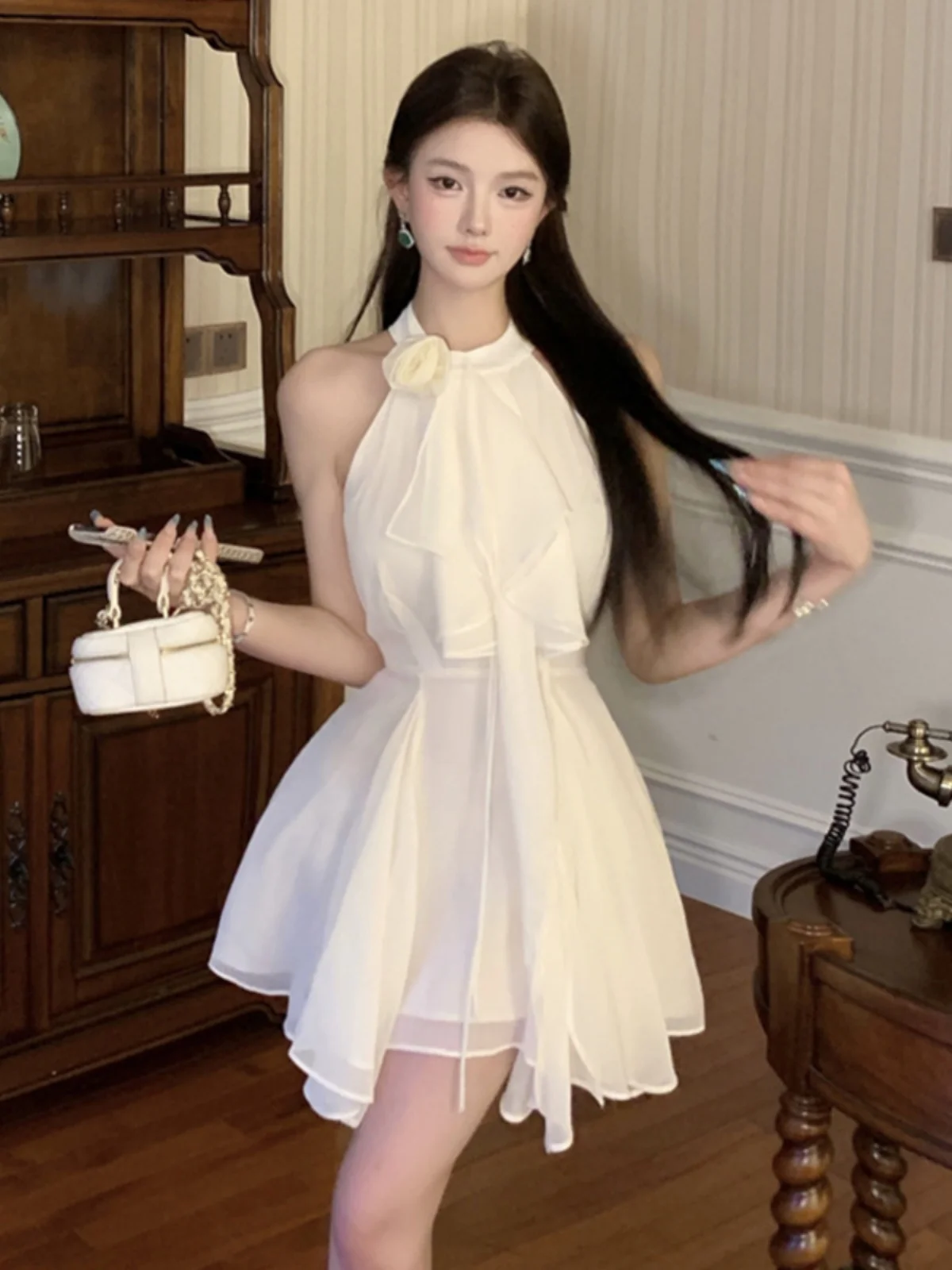 

Соблазнительное шифоновое платье Harajpoo без рукавов, супер неувядающее свободное тонкое короткое платье-трапеция с цветочным принтом