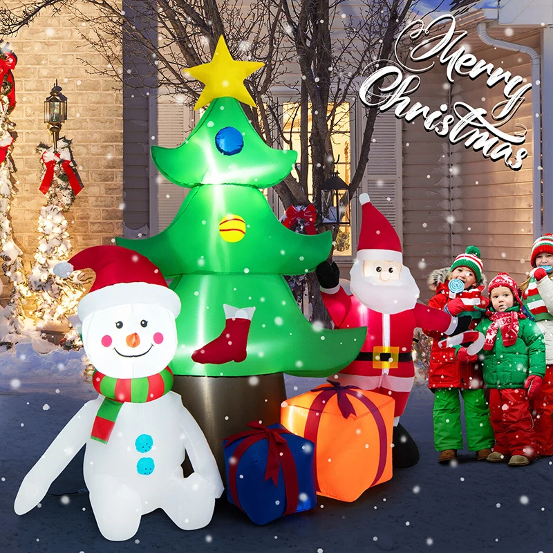 

7.2 Feet Inflatable Lighted Christmas Decoration Tree with Santa Claus Garden Outdoor Event & Party Supplies