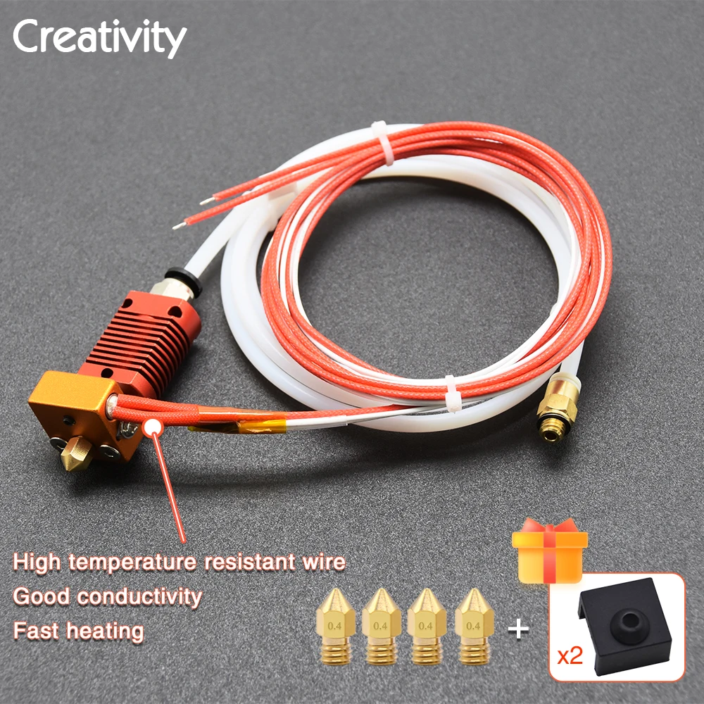 MK8 Extruder Hotend kit J-Head Hot End Kit 0.4mm Nozzle 1.75mm for Ender-3 Ender 5 Ender 3 V2 CR10/CR 10S/Pro 3D Printer Parts mega titan extruder direct drive hotend upgrade kit 3d printer 24v hot end free gift for 3d printer ender 3 pro ender3 5 v2 kp3s