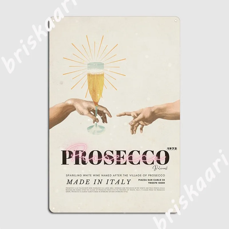 Gods Hand Prosecco Metal Sign Custom Cinema Kitchen Plates Pub Garage Tin Sign Poster