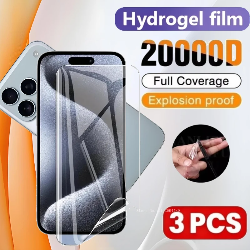 3 шт. Ultra HD гідрогелева плівка для iPhone 17 16 15 14 13 12 11 Pro Max 16E Air Screen Protector для iPhone 16 15 14 Plus 12 13 Mini