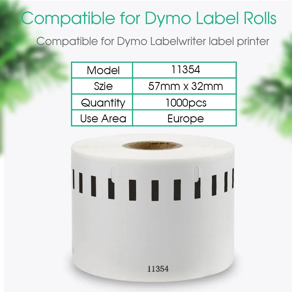 1 Rolls Dymo Compatible LW 11354 Label 57mm*32mm 1000 Lables for LabelWriter 450/450 Turbo/450 Duo/450 Twin Turbo Printer A11354
