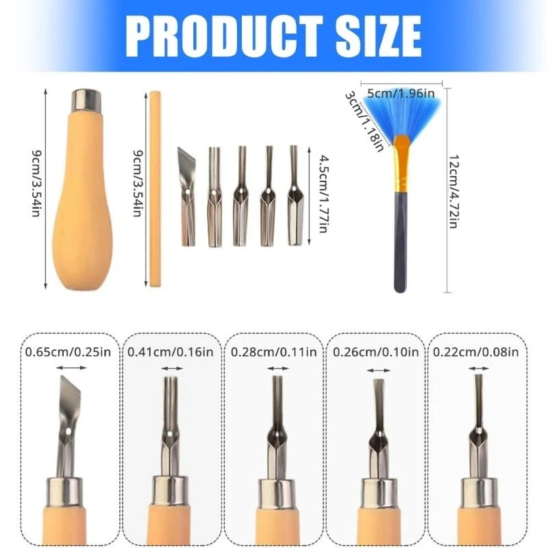 Lino Cutting Tool Linoleum Cutter Carving Tool Interchangeable Head Sculpturing Printmaking
