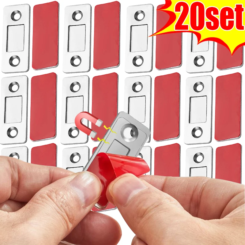 20/1Set Magnetic Door Catch Door Closed Magnets Sheet Adhesive Home Closet Drawer Cabinet Window Magnet Latches Ultra-Thin