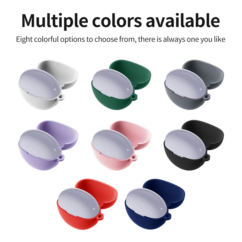 Liquid Silicone Shockproof Earphone Case with Hook - Solid Color Cover
