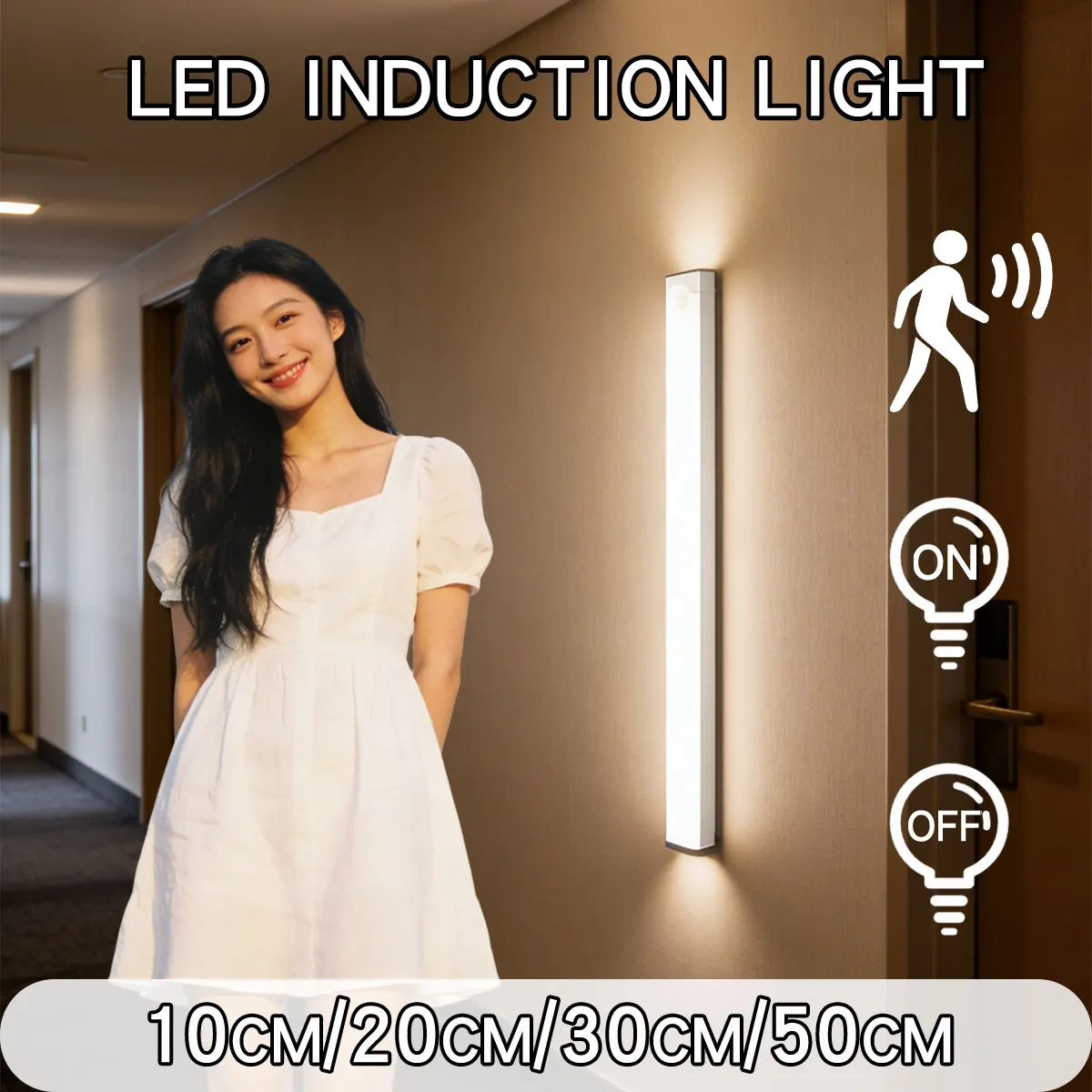 LED Motion Sensor Light Wireless LED Night Light Type C Rechargeable Light Cabinet Wardrobe Lamp Staircase Backlight For Kitchen