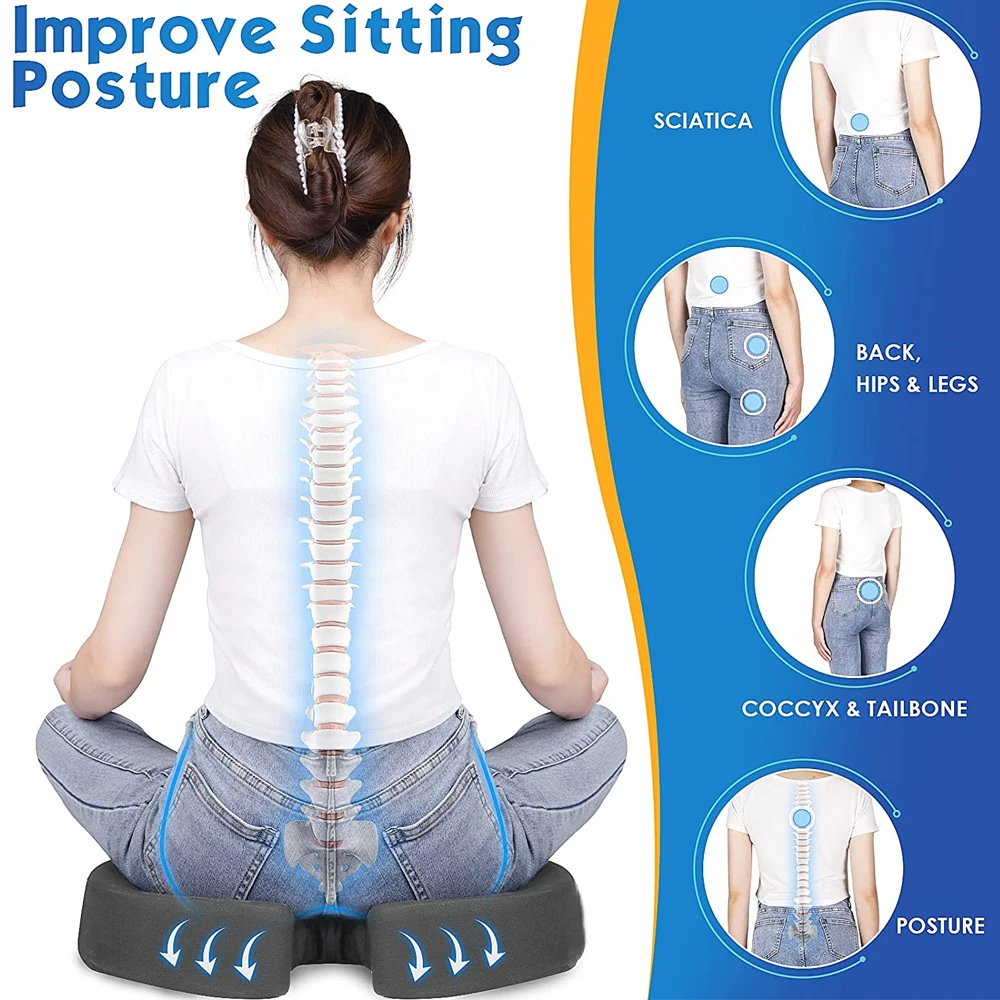Seat Cushion Office Chair Cushions Pillow Memory Foam Pad Back Pain Relief Cushion Car Office Hip Support Massage Cushion - Image 4