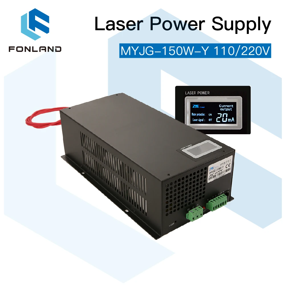 150W Laser Power Supply Source MYJG-150W 110/220V With Display Screen For Co2 Laser Tube Cutting Machine Source FONLAND laser machine spare parts co2 laser power supply