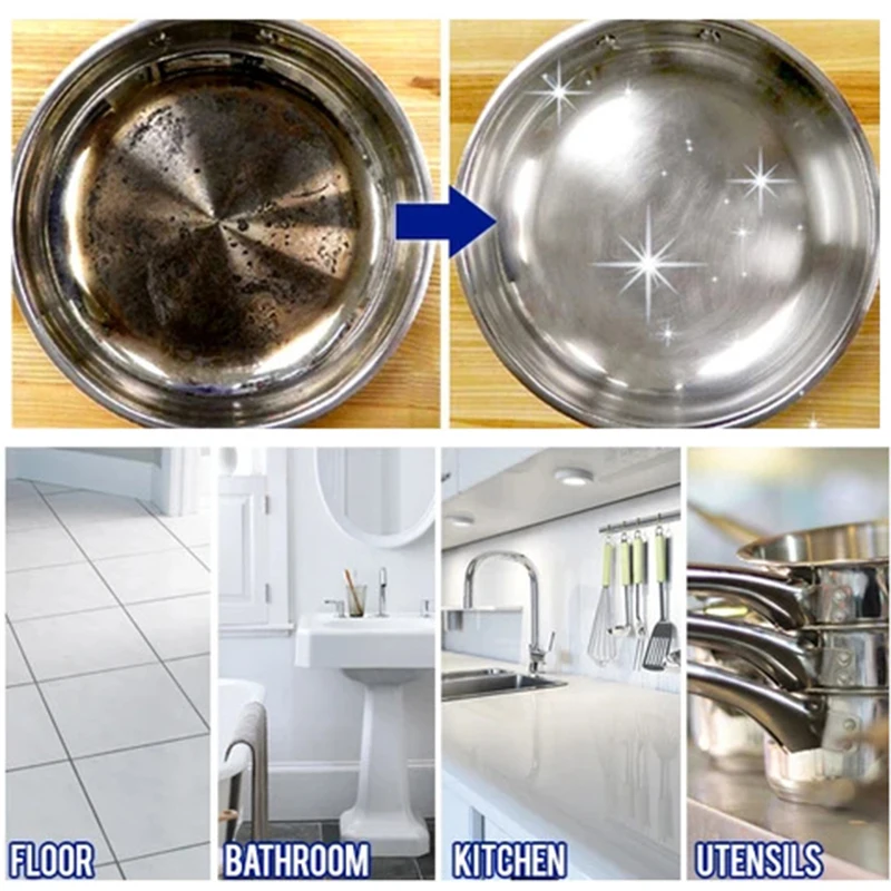 Powerful Stainless Steel Cookware Cleaning Paste Household Kitchen Cleaner Washing Pot Bottom Scale Strong Cream Detergent