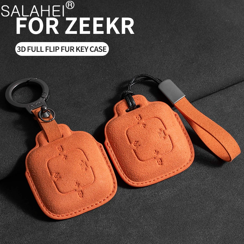 Suede Car Smart Remote Key Case Cover Key Bag Shell Holder Protector Fob For Zeekr 001 ZEEKR X Auto Interior Accessory