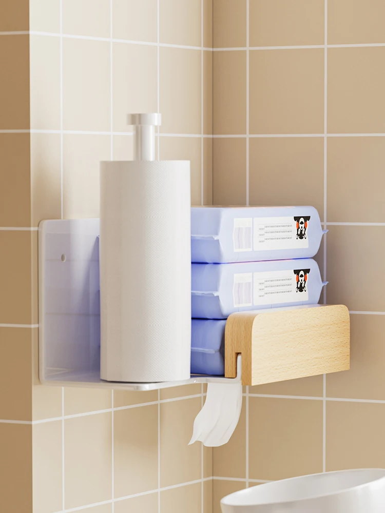 

Cream style kitchen towel rack no punch drawer roll paper
