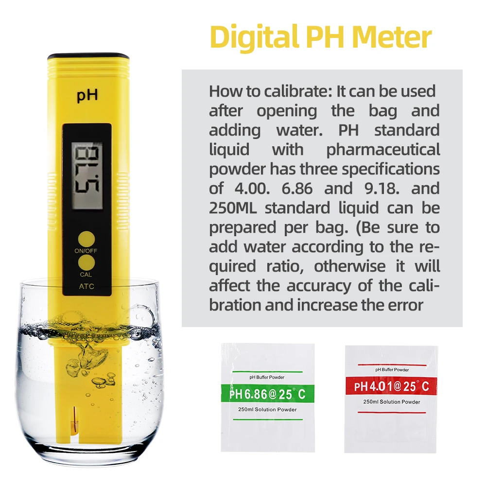 Water Quality Detector Water Tester PH Meter PH Meter 0.01 High Precision for Water Quality Tester with 0-14 Measurement Range Suitable Aquarium Swimming Pool