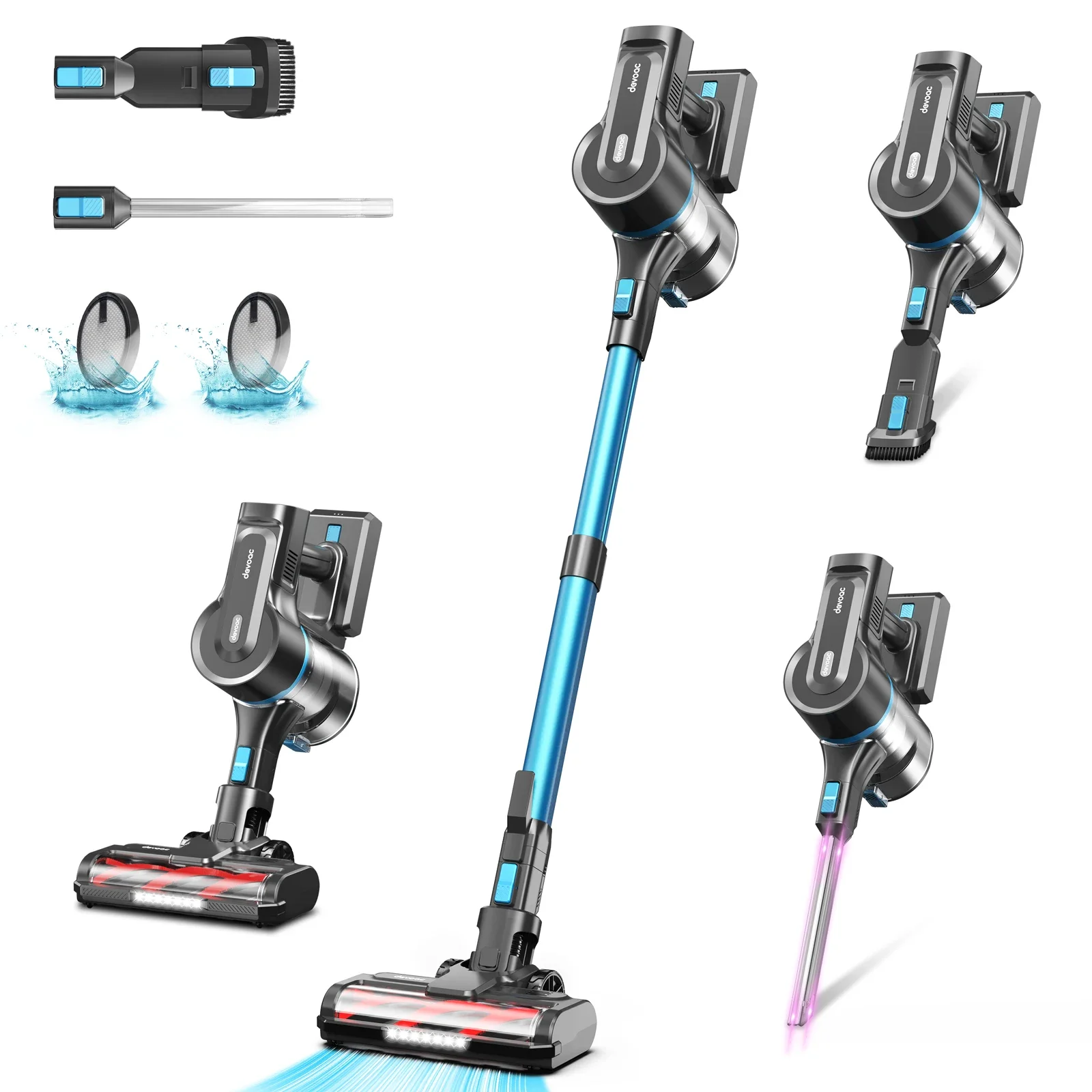 

Devoac S11 28000Pa 350W Stick Cordless Vacuum Cleaner,up to 40min Runtime,9-in-1 Stick Vac for Hardwood Floor Pet Hair Home Car