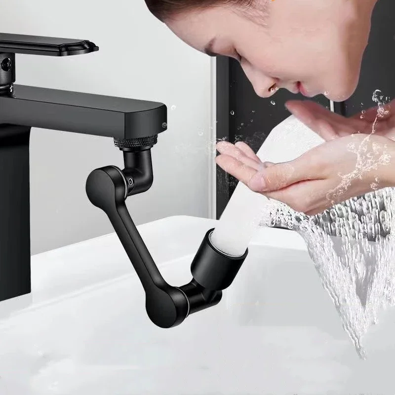 Universal Faucet Rotation Extender Black Faucet Aerator Splash Filter Kitchen Tap Washbasin Faucets Bubbler Nozzle Robotic Arm 3