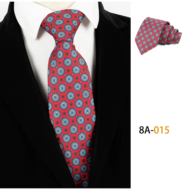 Herrenmode-Krawatte, 8 cm, weiche Neuheits-Krawatte, blau, rot, grün, Farbe, Krawatten für Männer, gepunktetes Blumen-Krawatte, Hochzeit, Geschäftsgeschenk – Detail 18