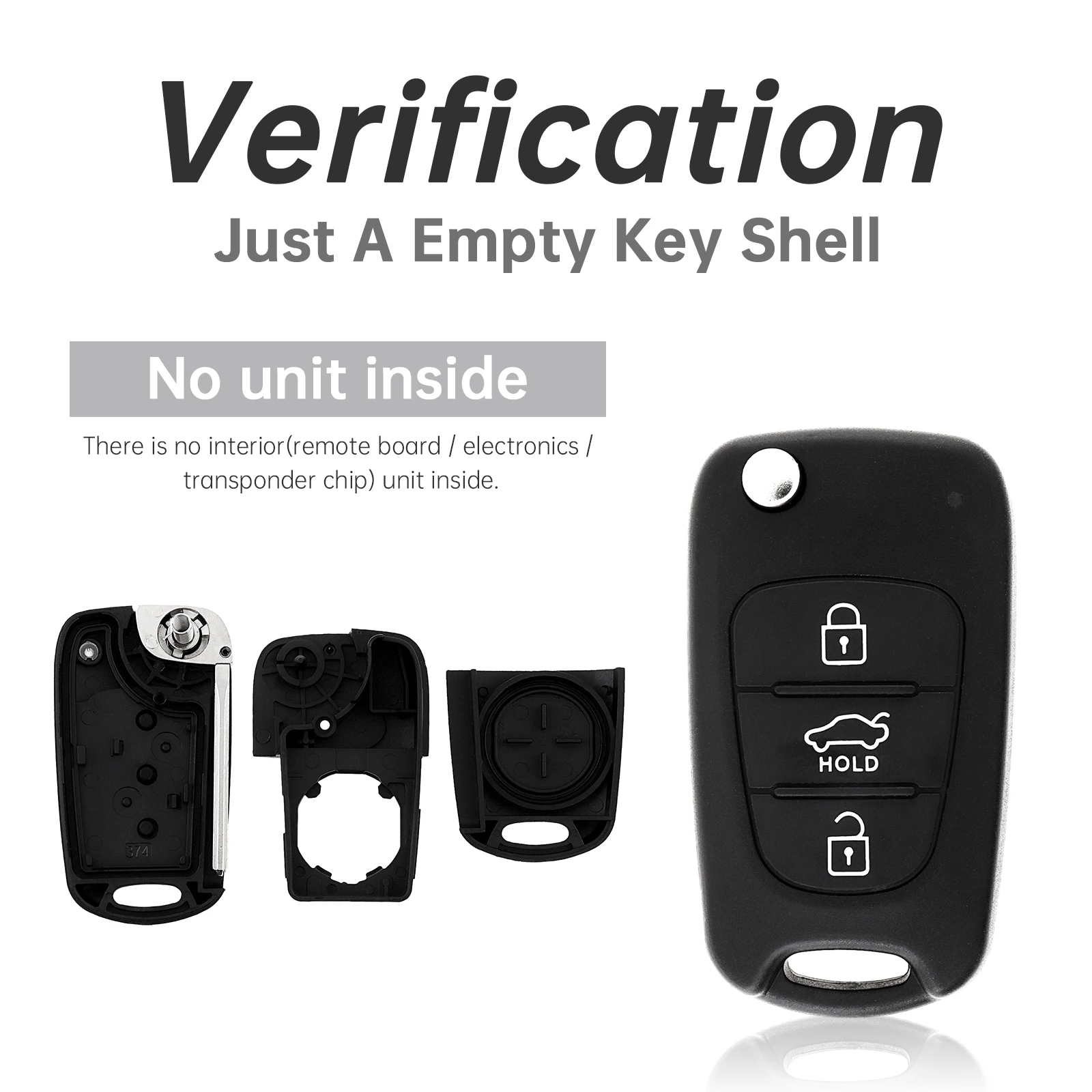 3-Button Flip Folding Car Key Fob Case with Uncut Blade