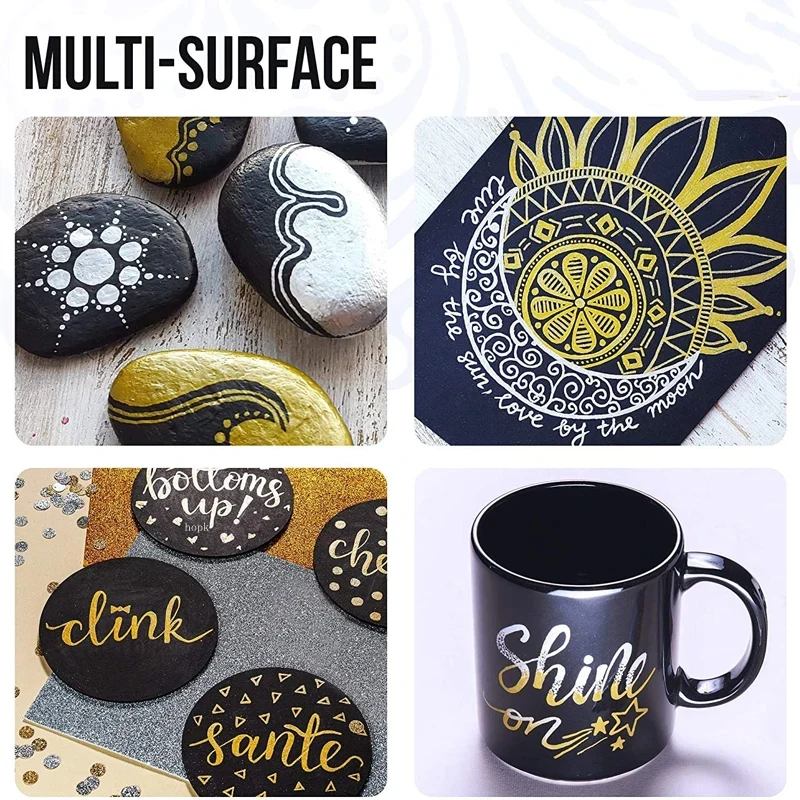 Acrylic paint markers 3Pcs/set Acrylic Markers Paint Pen Black/White/Gold/Silver for Rock Painting Stone Ceramic Tire Metal Canvas Extra-fine Tip
