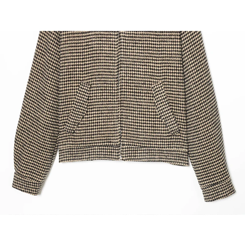 Women's Long Sleeve Plaid Bomber Jacket Zipper Pockets Chic Female Jackets Coats 2026 Spring Autumn Casual Lady Outerwear