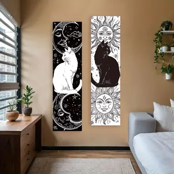 Whimsy Cat Sun & Moon Tapestry 1