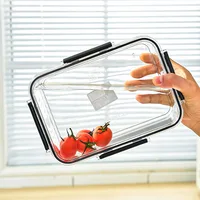 Boîte de rangement pour réfrigérateur 3 tailles, boîtes de conservation rectangulaires transparentes scellées pour aliments, légumes et fruits, boîte à déjeuner, organisateur de cuisine 4